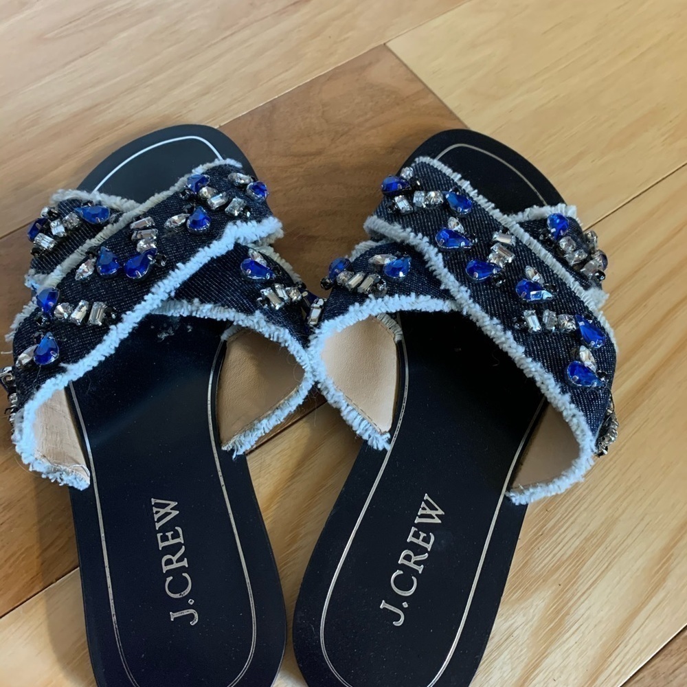 J crew denim Cyprus jeweled sandals 5 - Picture 4 of 5